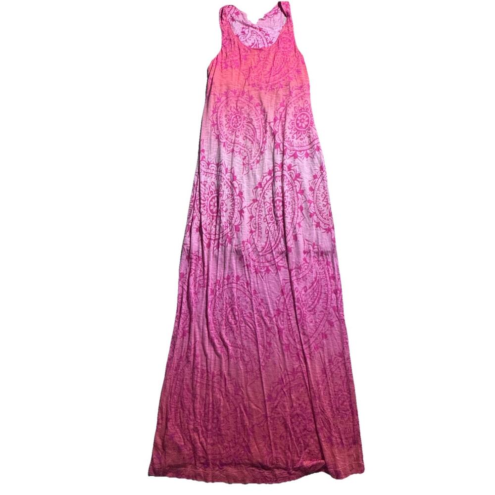 Tommy Bahama Paisley Pink Ombre Maxi Dress Sz M Coastal Resort Vaca Lightweight